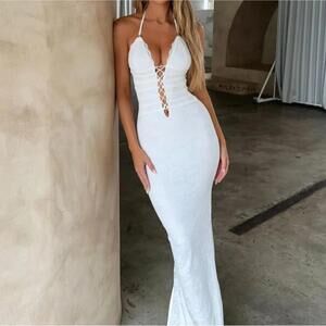 Outcast Lux Maxi Dress White Lace Medium Bridal